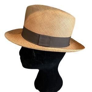 Montecristi Straw Fedora Hat Medium Brown
